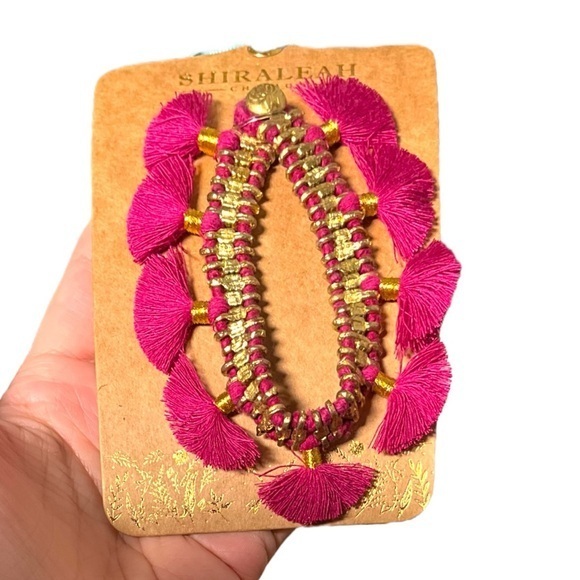 Shiraleah Anthropologie felicity tassel pink gold Fringe bracelet - Picture 3 of 4